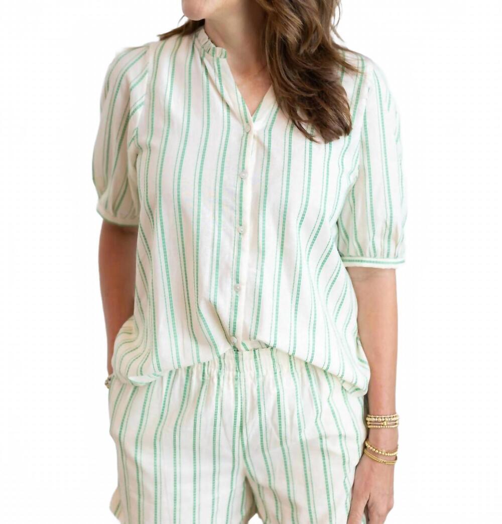 NEW ICHI jovil stripe top in green
